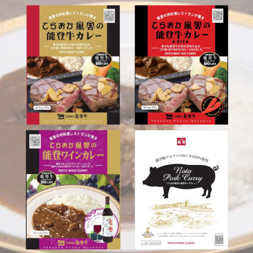 【能登応援】【てらおか風舎】　オリジナルカレー 4種セット　能登のお品を食べて復興支援！【震度7被災地から】