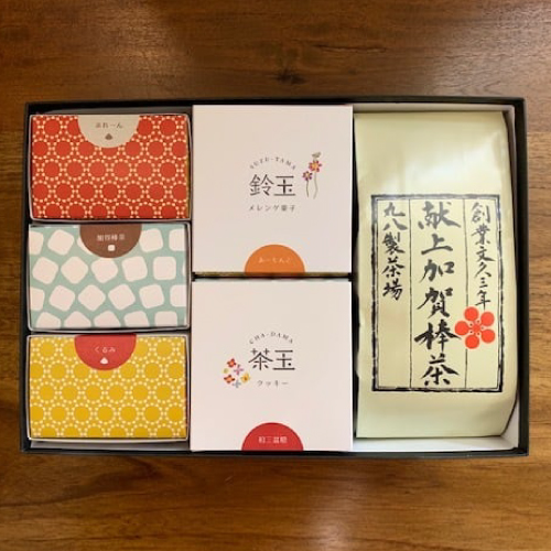 【ヨドガワ】ギフトBOX　鈴玉3箱･茶玉2箱･献上加賀棒茶60g袋入り